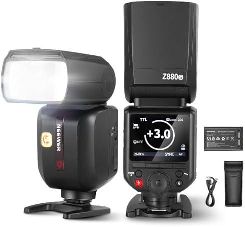 NEEWER Z880-C 2.4G 76Ws TTL Camera Flash Speedlite Compatible with Canon, Upgraded UI, Adjustable Modeling Lamp, TTL/M Quick Switch TCM Key, 1/8000s HSS 7.2V/3000mAh Battery 600 Full Power Flash - PuriLite