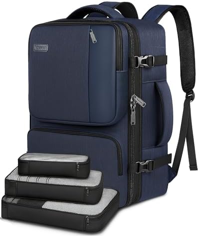 Vancropak Carry on Backpack, Airline Approved 45L Travel Backpack with 3 Packing Cubes - PuriLite