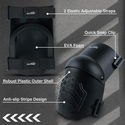 MELOTOUGH Knee Pads for Work,Construction,Flooring,Gardening-Comfortable and Flexible(BLACK) - PuriLite