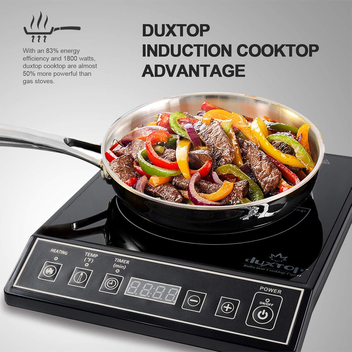 Duxtop 1800W Portable Induction Cooktop Countertop Burner, Black 9100MC/BT-M20B - PuriLite