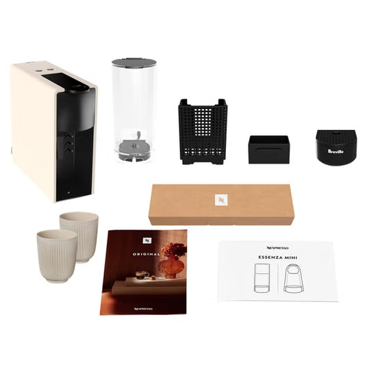 Nespresso Essenza Mini Breville Matte Cream with Cups & $20 Voucher