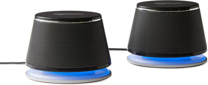 Amazon Basics Stereo 2.0 Speakers for PC or Laptop, 3.5mm Aux input, USB-Powered, 1 Pair, Black - PuriLite