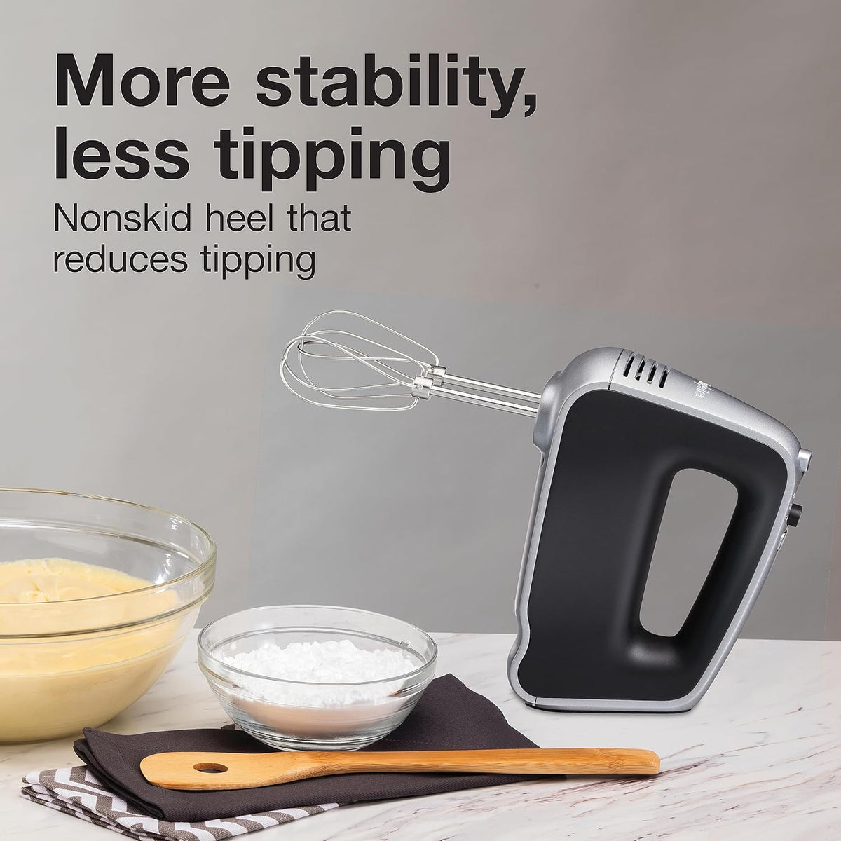 Proctor-silex Hand Mixer, 5 Speeds Plus Boost, 1.3 Amp Dc Motor, Black and Silver, 62501 - PuriLite