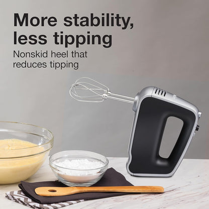 Proctor-silex Hand Mixer, 5 Speeds Plus Boost, 1.3 Amp Dc Motor, Black and Silver, 62501 - PuriLite
