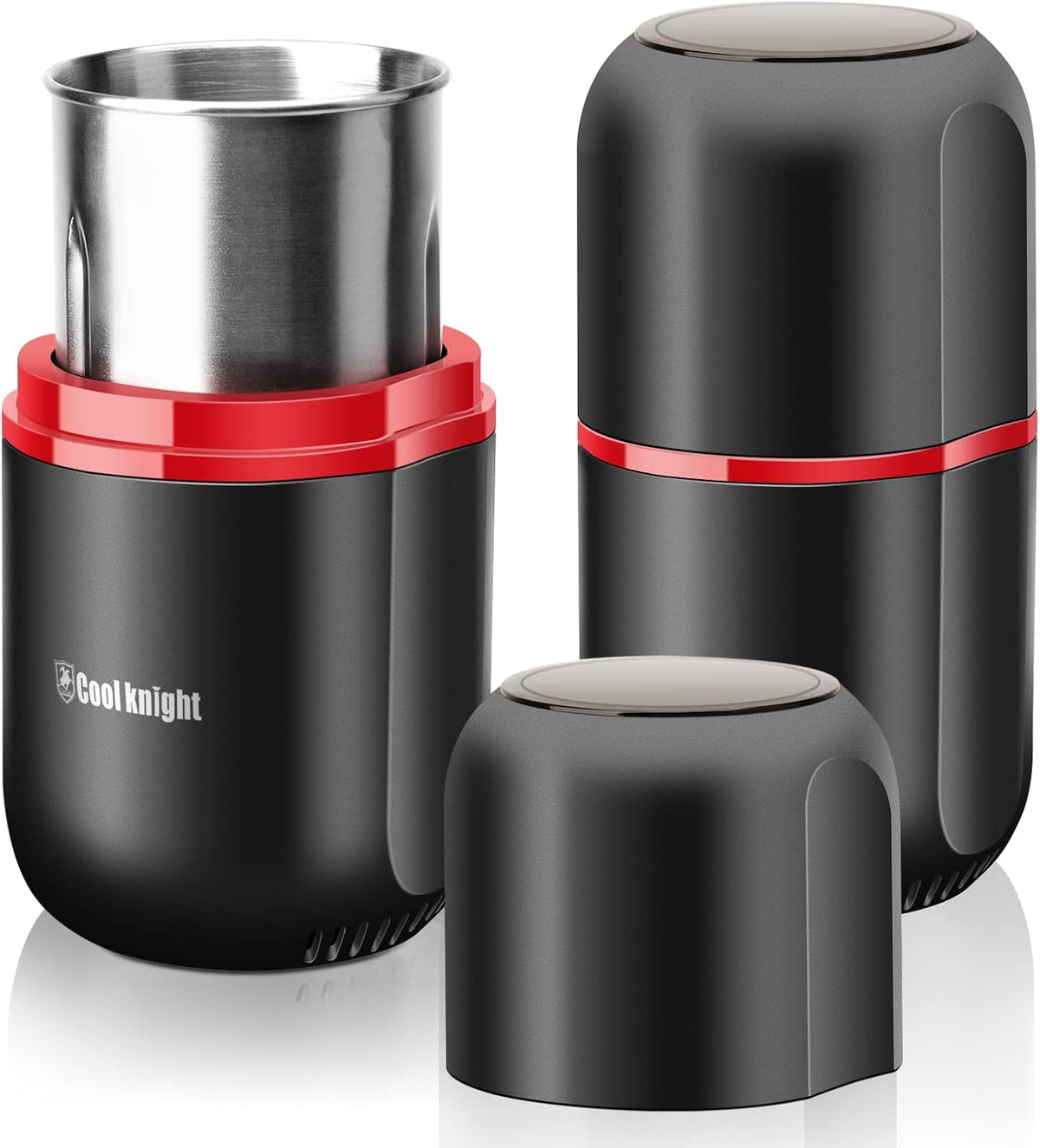 COOL KNIGHT Herb Grinder [large capacity/fast/Electric ]-Spice Herb Coffee Grinder with Pollen Catcher/- 7.5" (Black) - PuriLite