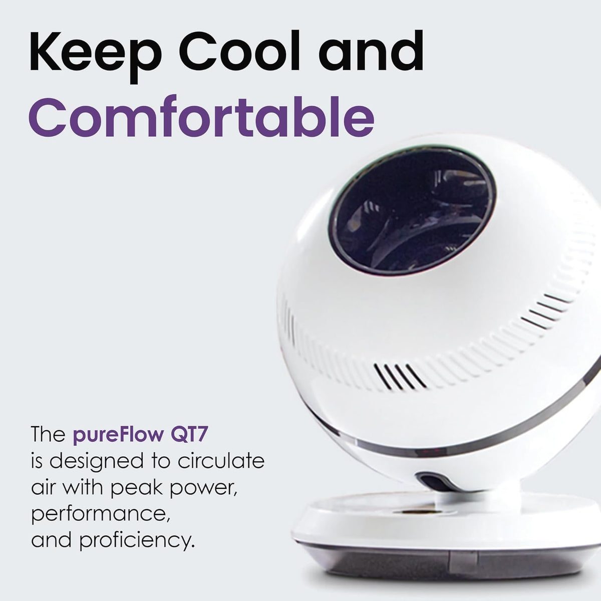 GreenTech Environmental pureFlow QT7 Bladeless Fan - Bedroom, Home, and Office Desk Fan - Adjustable Oscillating Fan with Remote - Powerful Airflow - PuriLite