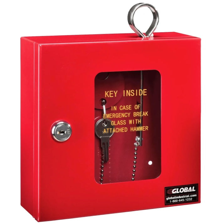 Global Industrial™ Emergency Key Box, 6-1/4"W x 2"D x 6-7/8"H, Keyed Differently, Red - PuriLite