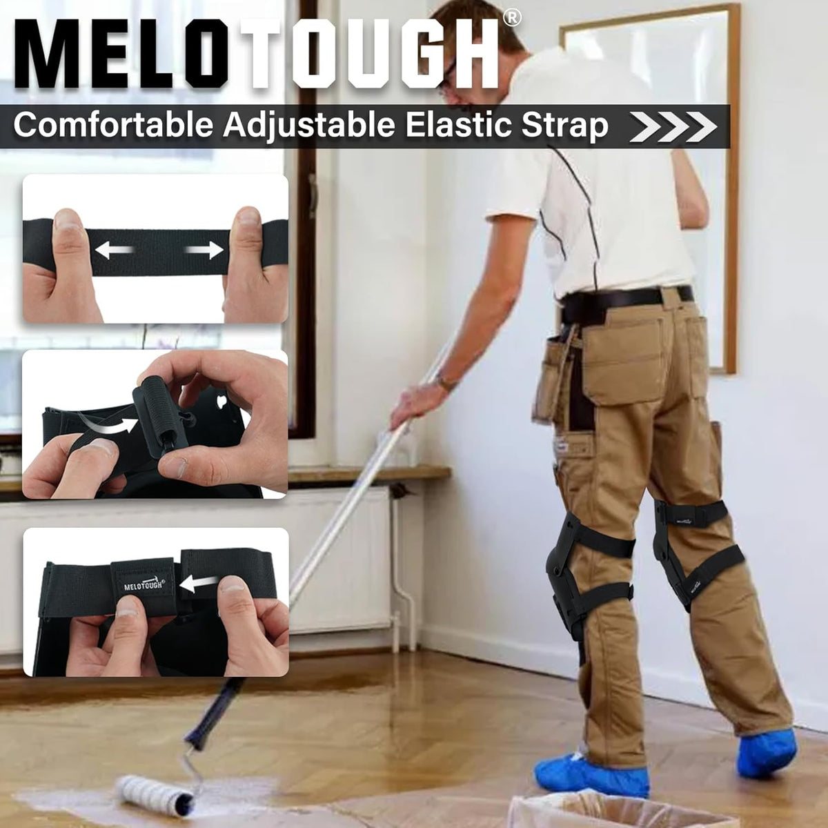 MELOTOUGH Knee Pads for Work,Construction,Flooring,Gardening-Comfortable and Flexible(BLACK) - PuriLite