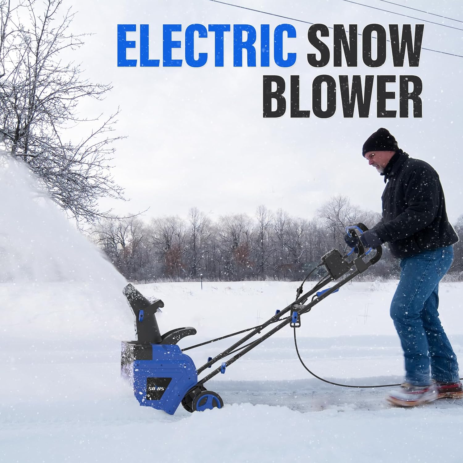 SOYUS Corded Electric Snow Blower – 20-Inch Snow Thrower – 180° Adjustable Chute Walk-Behind Snow Thrower with Dual LED Lights – Handles Wet & Heavy Snow - PuriLite