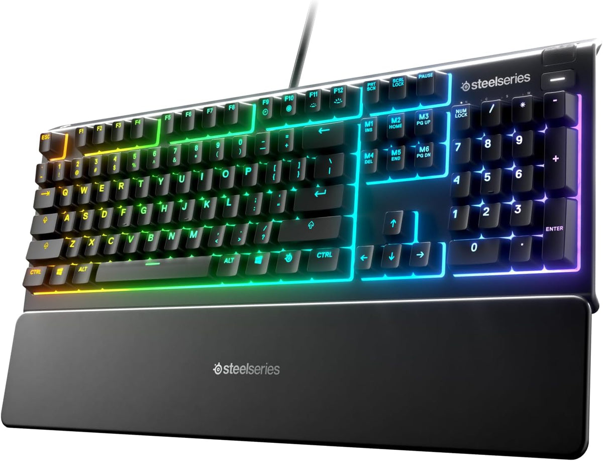 SteelSeries Apex 3 RGB Gaming Keyboard – 10-Zone RGB Illumination – IP32 Water Resistant – Premium Magnetic Wrist Rest (Whisper Quiet Gaming Switch) - PuriLite