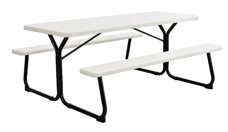 Global Industrial™ 6' Blow Molded Plastic Picnic Table, White - PuriLite