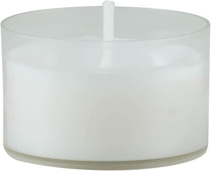 Stonebriar 48 Count White Unscented Smokeless Long Burning Clear Cup Tea Light Candles with 6 to 7 Hour Burn Time - PuriLite