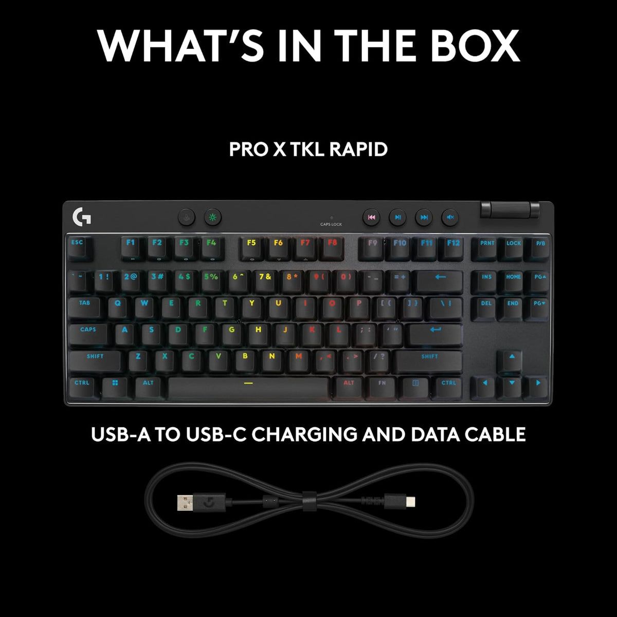 Logitech G PRO X TKL Rapid Tenkeyless Wired Gaming Keyboard with Magnetic Analog Switches, Rapid Trigger Mode, Adjustable Actuation, and Customizable RGB Lighting - Black - PuriLite