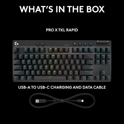 Logitech G PRO X TKL Rapid Tenkeyless Wired Gaming Keyboard with Magnetic Analog Switches, Rapid Trigger Mode, Adjustable Actuation, and Customizable RGB Lighting - Black - PuriLite