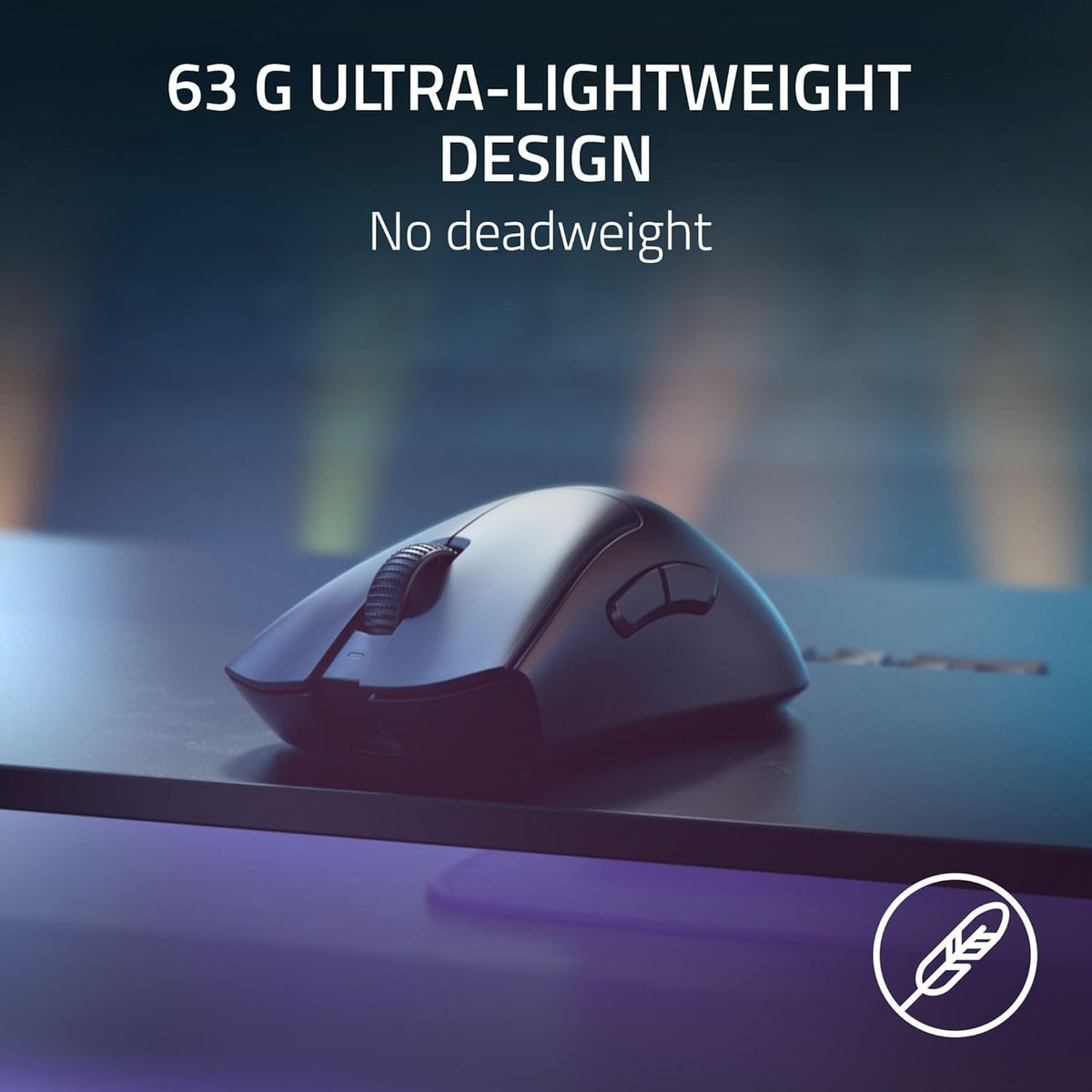 Razer DeathAdder V3 Pro Wireless Gaming Mouse + Hyperpolling Wireless Dongle: 63g Ultra Lightweight - Focus Pro 30K Optical Sensor - Optical Switches Gen-3-5 Programmable Buttons - Black - PuriLite