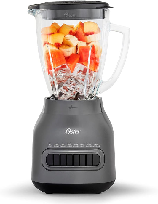Oster Easy-to-Clean Blender with 6-Cup Boroclass Glass Jar Diamond Grey - PuriLite
