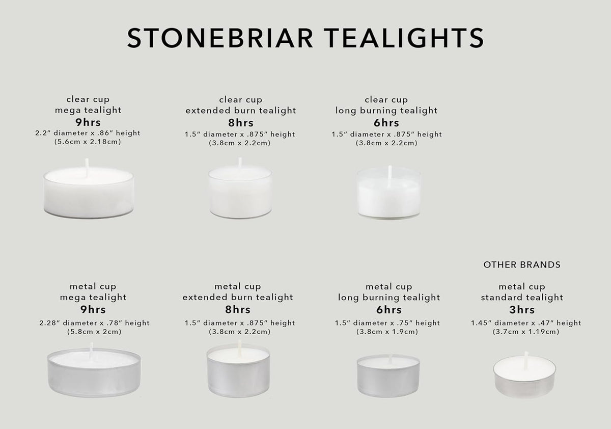 Stonebriar Collection SM-TL200 Tealight Candles, 6 to 7 Hour Extended Burn Time, White (Pack of 200) - PuriLite