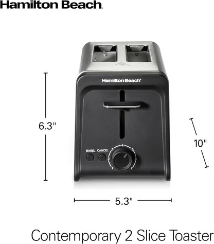 Hamilton Beach Contemporary 2 Slice Toaster with Wide Slots, Bagel Function, Toast Boost, Auto Shutoff, 22997FG - PuriLite