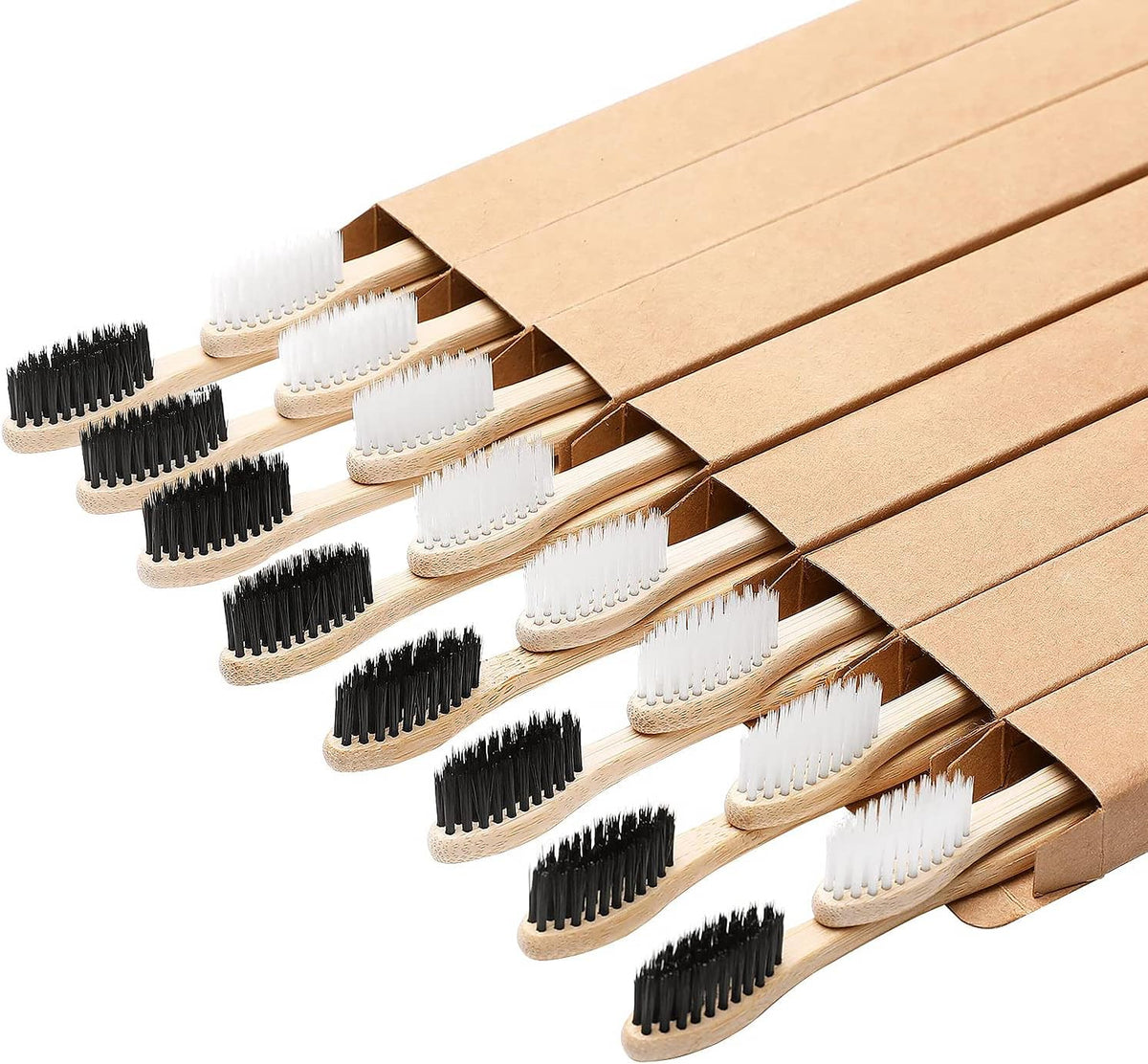QSSMY 16 Pac Natuaral Green toothbrush bamboo ,biodegradable and soft bristles - PuriLite