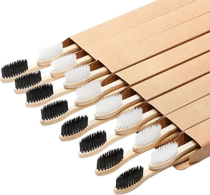 QSSMY 16 Pac Natuaral Green toothbrush bamboo ,biodegradable and soft bristles - PuriLite