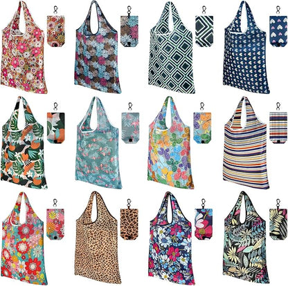 FEPITO Reusable Grocery Bags Shopping Bags 50LBS Foldable Fashion Bags Waterproof Nylon Reusable Grocery Bags - PuriLite