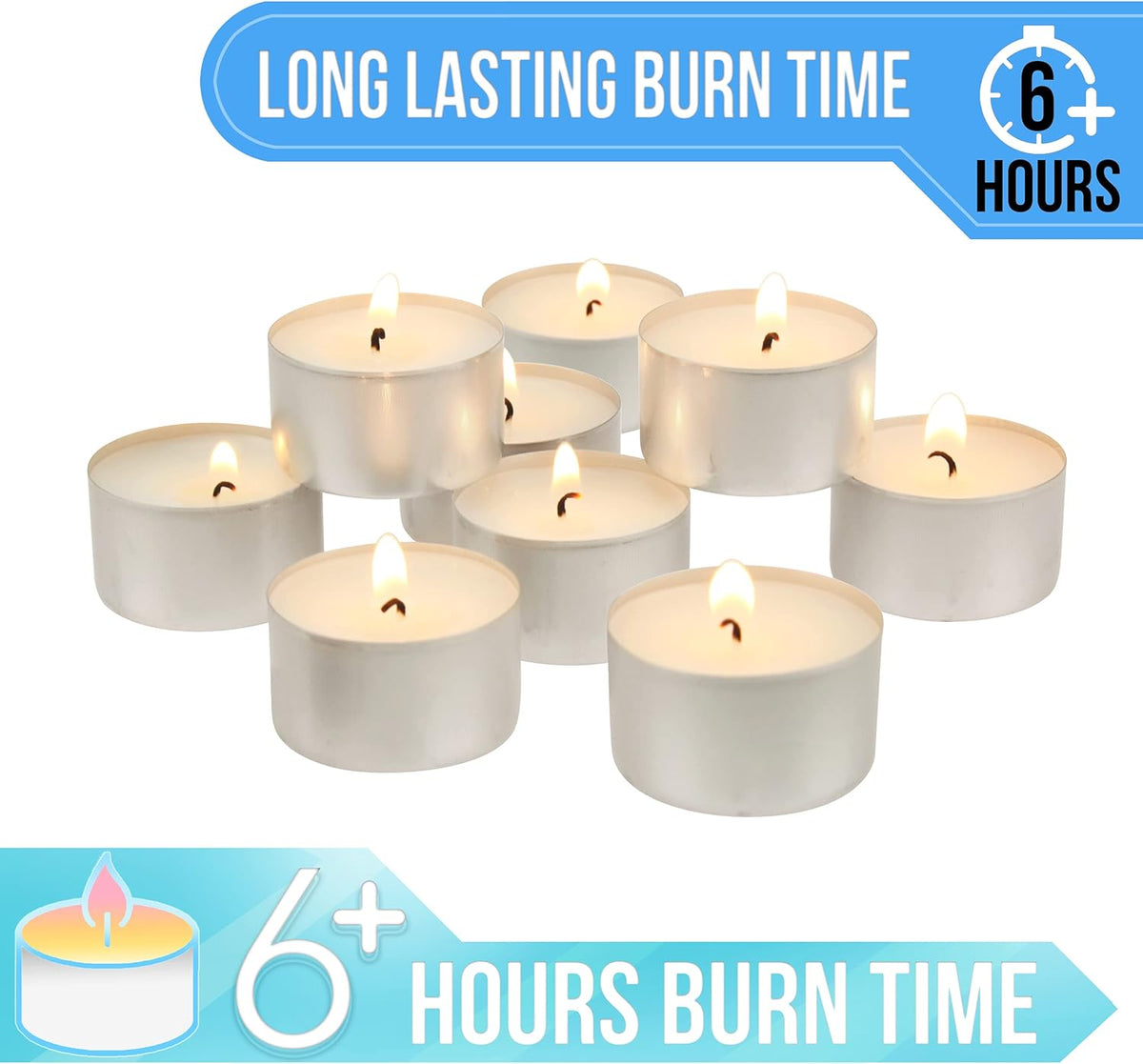 Tea Light Candles 6-7 Hour - Use for Floating Candle Centerpiece - 100 Pack - PuriLite