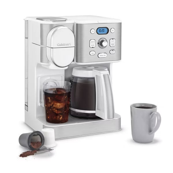 Cuisinart Coffee Center 2-IN-1 Coffee Maker and Single-Serve Brewer - White - SS-16W: Drip & Single Serve, 12 Cup, Programmable - PuriLite