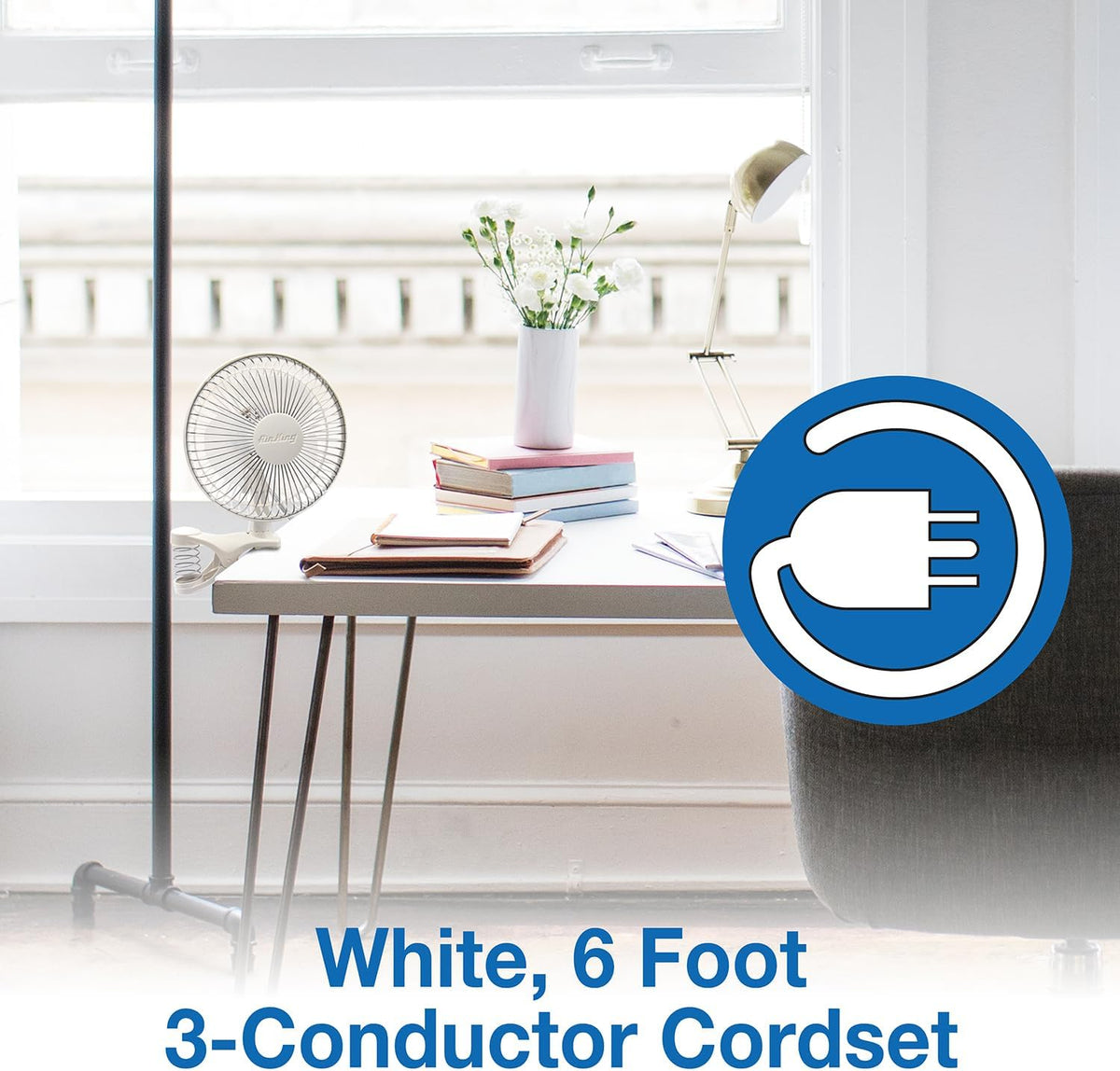 Lasko 9145 Personal Fan W/Clip- 6 Inch- White - PuriLite