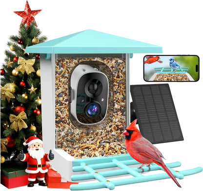 isYoung Smart Bird Feeder with Camera – AI Identifies 16,000+ Bird Species, 2K HD, Solar Powered, Motion Detection, Wide-Angle View - PuriLite