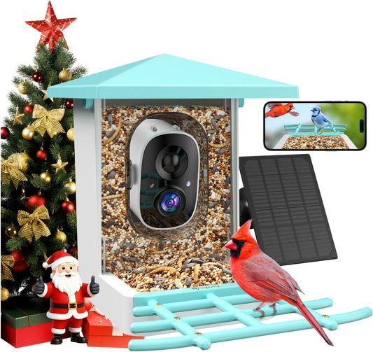 isYoung Smart Bird Feeder with Camera – AI Identifies 16,000+ Bird Species, 2K HD, Solar Powered, Motion Detection, Wide-Angle View - PuriLite