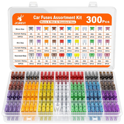 300Pcs Car Fuses Assortment Kit,160 Mini Blade Fuses Automotive + 90 Standard Auto Fuses + 50 Micro Fuse + Fuse Puller – for Car/RV/Truck/Motorcycle(2Amp 3A 5A 7.5A 10A 15A 20A 25A 30A 35A 40A) - PuriLite