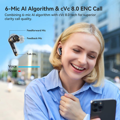 EarFun Air Pro 4 - Adaptive Hybrid ANC Wireless Earbuds, aptX™ Lossless, LDAC, 52H Playtime, Bluetooth 5.4 - PuriLite