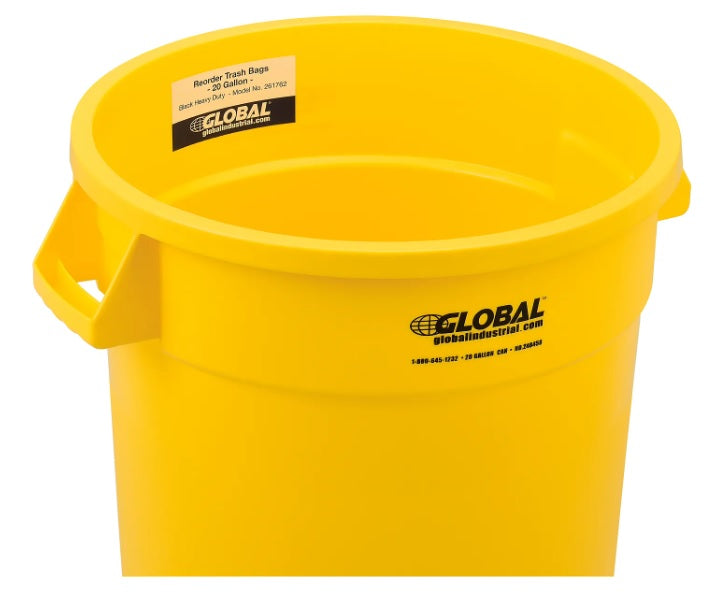 Global Industrial™ Plastic Trash Can - 20 Gallon Yellow - PuriLite