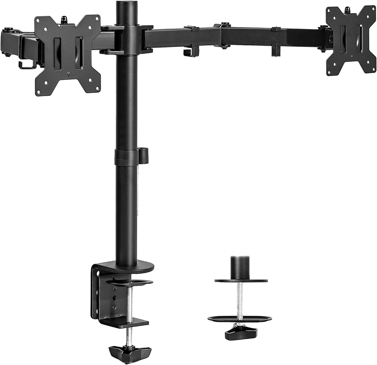 VIVO Dual Monitor Desk Mount, Heavy Duty Fully Adjustable Stand, Fits 2 LCD LED Screens up to 30 inches, Black, STAND-V002 - PuriLite