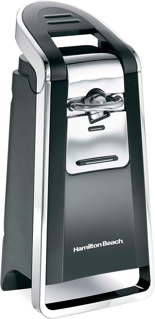 Hamilton Beach Smooth Touch Electric Automatic Can Opener with Easy Push Down Lever, Opens All Standard-Size and Pop-Top Cans, Extra Tall, Black and Chrome, 76606AG - PuriLite