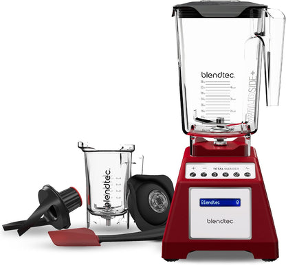 Blendtec Total Classic Original Blender, 90 oz WildSide+ Jar, 24 oz Twister Jar, and Spectacula Spatula - Red - PuriLite