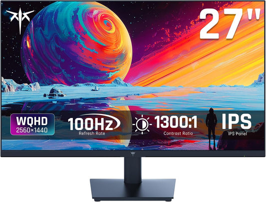 KTC 27 Inch QHD(2560 * 1440P) 100Hz Computer Monitor - IPS Panel, Anti-Blue Light Screen, 100% High Color Gamut, 123% sRGB, Support FreeSyncGSyncHDR, PC Monitor for Casual Gaming and Working - PuriLite
