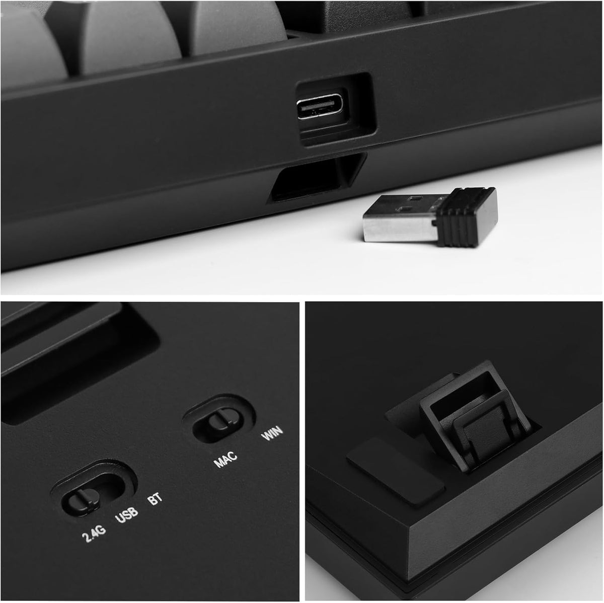 EPOMAKER TH80 SE Gasket 75% Mechanical Keyboard, NKRO Hot Swap RGB Triple Mode Gaming Keyboard with Poron/EVA Foam, Knob Control for E-Sport/Win/Mac (TH80 SE Black Silver, Epomaker Flamingo Switch) - PuriLite