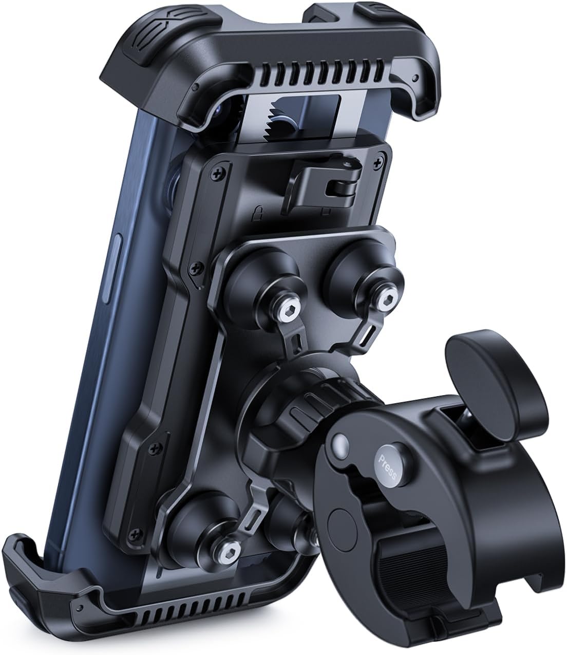 Lamicall Motorcycle Phone Mount Holder - [Dual Vibration Dampener] Anti Shake Motorcycle Cell Phone Mount with Upgraded Handlebar Clamp, Bike Phone Mount for iPhone 13 14 15 Pro Max, 4.7-6.7" Phones - PuriLite