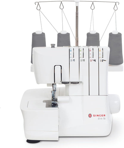SINGER S14-78 Serger with Accessory Kit | Overlock Machine with 2-3-4 Stitch Capability, 1200 Stitches/Minute, Differential Feed, LED Light & Free Arm, White - PuriLite