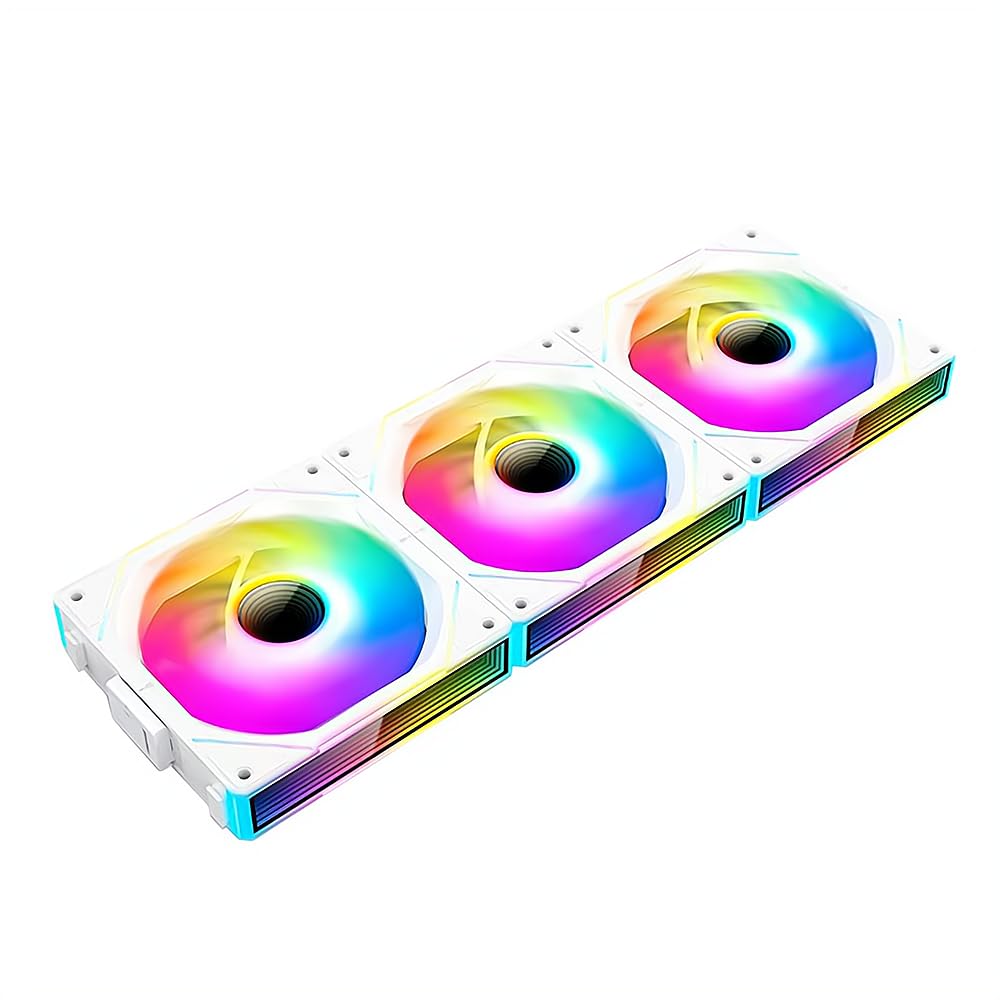 ICOLER JM-V1 120 Reverse Fan ，Infinity Mirror Module Daisy Chain 5V ARGB Fan, Triple Pack ，Suitable for Computer Case and 360mm AIO Cooler（White） - PuriLite