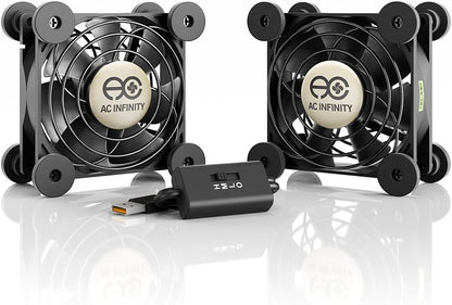 AC Infinity MULTIFAN S5, Quiet Dual 80mm USB Fan, UL-Certified for Receiver DVR PlayStation Xbox Computer Cabinet Cooling - PuriLite