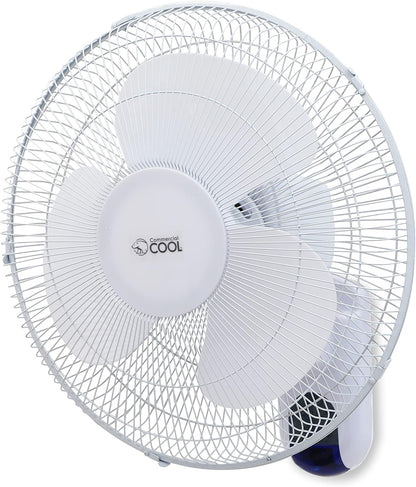 Commercial Cool 16 inch Wall Fan with Remote, White (CCFWR16W) - PuriLite