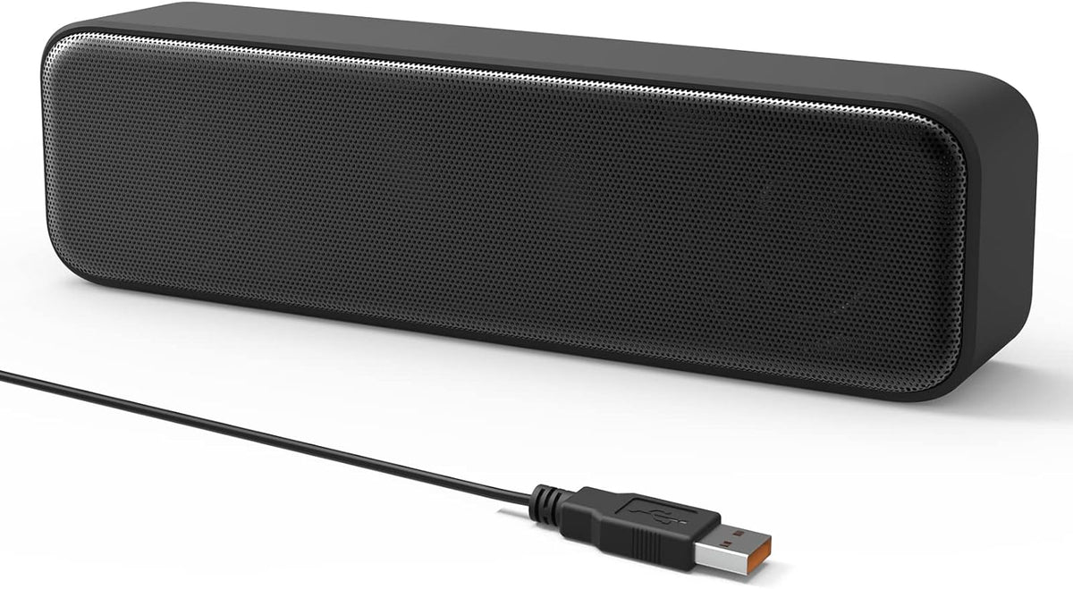 [Upgraded] USB Computer Speakers for PC, Laptop, Desktop, Small External Speakers with Stereo Loud Sound & Enhanced Bass, Mini Sound Bar for Windows/macOS/Chrome OS/Linux - PuriLite