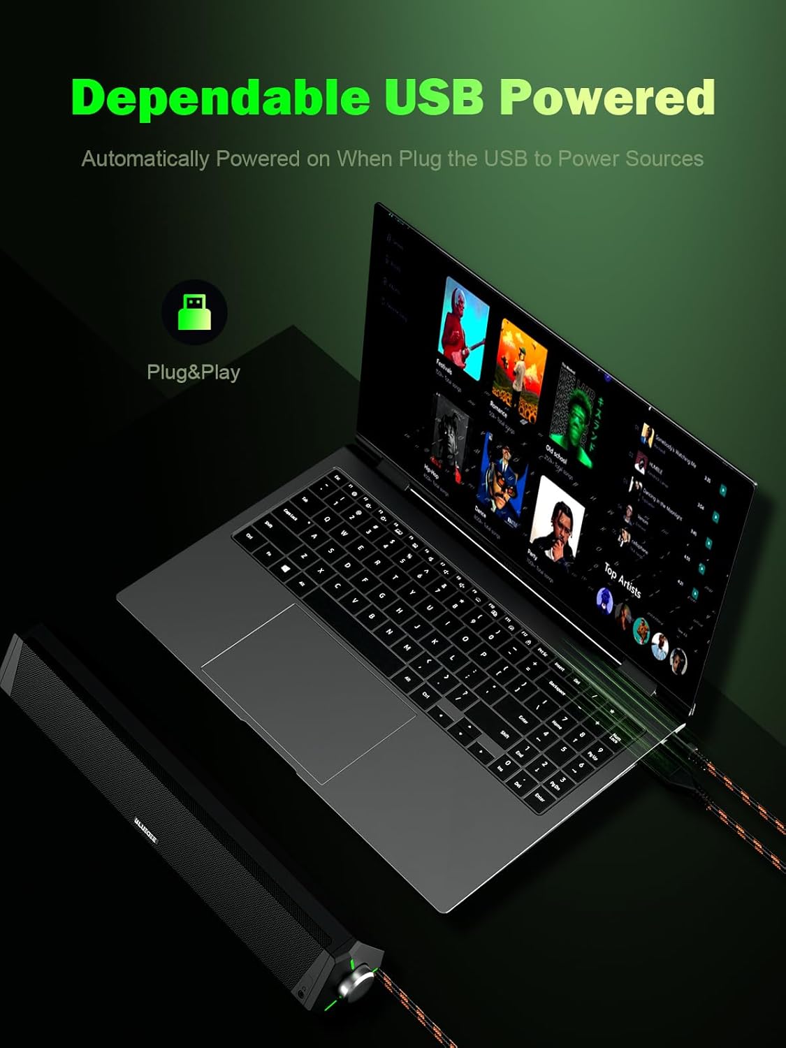 Computer Speakers, Dynamic RGB Computer Sound Bar, HiFi Stereo Bluetooth 5.0 & 3.5mm Aux-in Connection, USB Powered Computer Speakers for Desktop, PC, Laptop, Tablets - PuriLite