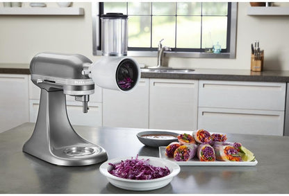 Value Bundle KitchenAid Artisan® Series 5 Quart Tilt-Head Stand Mixer with Fresh Prep Slicer/Shredder Attachment KSM150FBCU - PuriLite