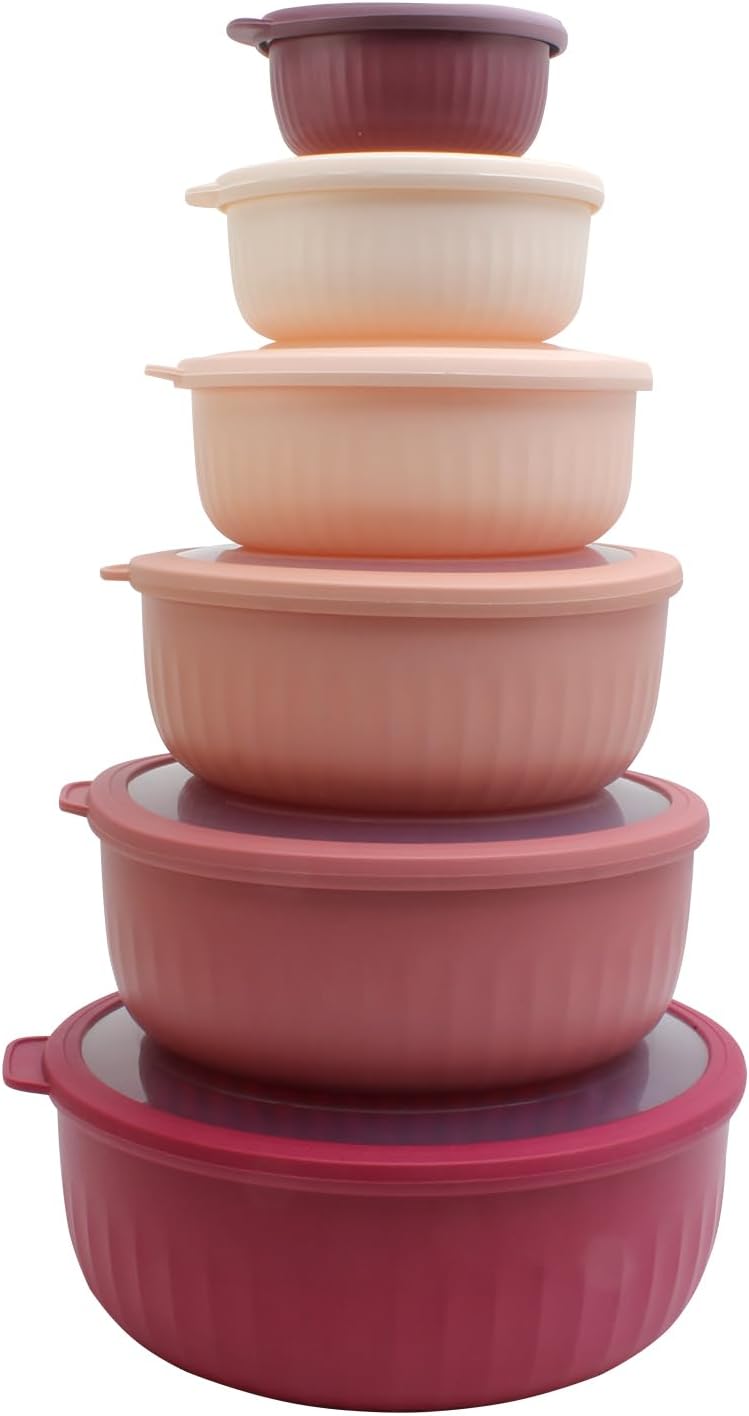 COOK WITH COLOR Prep Bowls with Lids- 8 Piece Nesting Plastic Small Mixing Bowl Set with Lids (Teal Ombre) - PuriLite