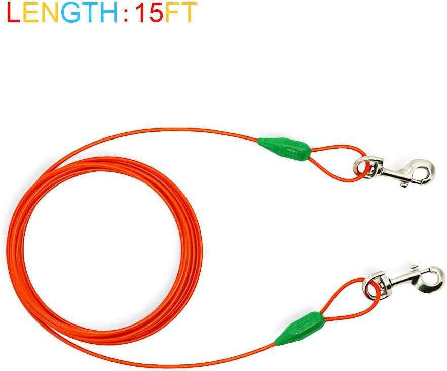 Petest 25ft Reflective Tie-Out Cable for Small Dogs Up to 35 Pounds - PuriLite