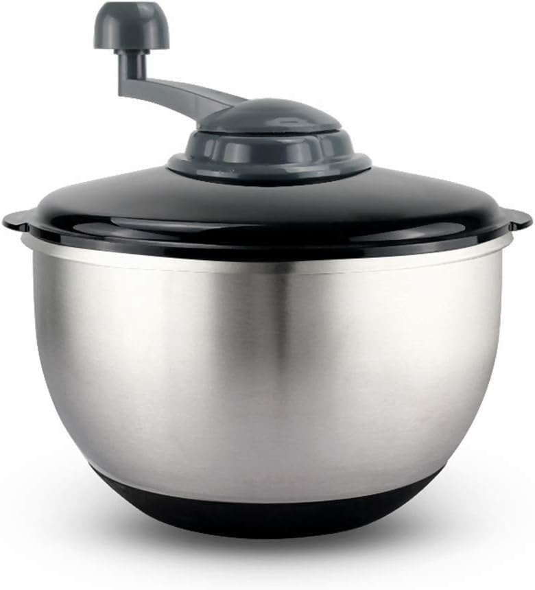 Salad Spinner, Stainless Steel Salad Dried Bowl, Great Capacity Innovative Design Vegetable Dehydrator with Grid and Bowl, Efficient and Easy Drying with Pull System,Silver-A - PuriLite