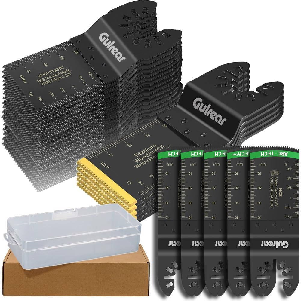 50PCS Universal Oscillating Tool Oscillating Saw Blades, Include 5PCS Titanium Oscillating Multitool Blades for Metal and Hard Material, Quick Release Multi Tool Blades Fits Most Models The Market - PuriLite